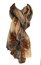 Load image into Gallery viewer, Pamper Yourself Now Peach Eiffel Tower with Flower Design Scarf. Lovely Long Soft Scarf Fantastic Gift