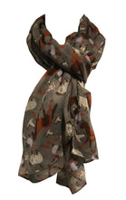 Load image into Gallery viewer, Grey Farmyard Animals Horses, Sheep, Lambs, Chickens and Geese Scarf/wrap