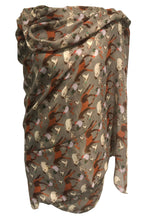 Load image into Gallery viewer, Grey Farmyard Animals Horses, Sheep, Lambs, Chickens and Geese Scarf/wrap