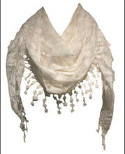 Load image into Gallery viewer, Pamper Yourself Now White Leaves Designs lace Triangle Scarf. a Lovely Fashion Item. Fantastic Gift