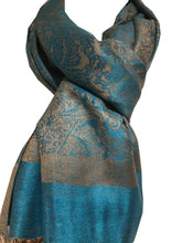 Load image into Gallery viewer, Blue/Camel Pashmina Style Scarf, Lovely Soft - Lovely Summer wrap, Fantastic Gift