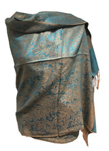 Load image into Gallery viewer, Blue/Camel Pashmina Style Scarf, Lovely Soft - Lovely Summer wrap, Fantastic Gift