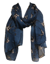 Load image into Gallery viewer, Pamper Yourself Now Blue Big Swallow Scarf