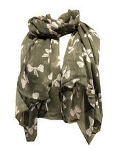 Load image into Gallery viewer, Pretty bow design womens Scarf, great present/gifts. (Green with white bows)
