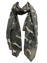 Load image into Gallery viewer, Pamper Yourself Now Sausage/dachshund dogs long Scarf, great present/gift for dog lovers. (Cream with Blue sausage dogs)