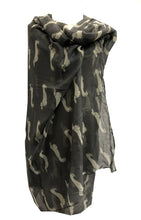 Load image into Gallery viewer, Pamper Yourself Now Sausage/dachshund dogs long Scarf, great present/gift for dog lovers. (Cream with Blue sausage dogs)