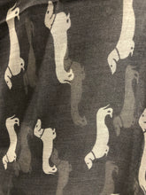 Load image into Gallery viewer, Pamper Yourself Now Sausage/dachshund dogs long Scarf, great present/gift for dog lovers. (Cream with Blue sausage dogs)