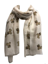 Load image into Gallery viewer, Cute pug dogs, Long Scarf with frayed edge for women.