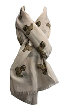Load image into Gallery viewer, Cute pug dogs, Long Scarf with frayed edge for women.
