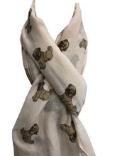 Load image into Gallery viewer, Cute pug dogs, Long Scarf with frayed edge for women.