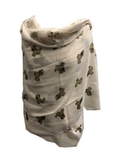 Load image into Gallery viewer, Cute pug dogs, Long Scarf with frayed edge for women.