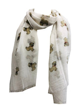 Load image into Gallery viewer, Cute pug dogs, Long Scarf with frayed edge for women.