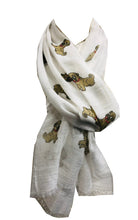 Load image into Gallery viewer, Cute pug dogs, Long Scarf with frayed edge for women.