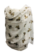 Load image into Gallery viewer, Cute pug dogs, Long Scarf with frayed edge for women.