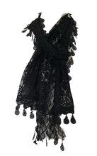Load image into Gallery viewer, Black leaf lace scarf