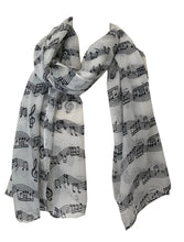 Load image into Gallery viewer, Pamper Yourself Now Big Scarf with White with Black Notes Print Scarf. Lovely Warm Winter Scarf Fantastic Gift