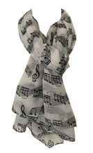 Load image into Gallery viewer, Pamper Yourself Now Big Scarf with White with Black Notes Print Scarf. Lovely Warm Winter Scarf Fantastic Gift