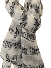 Load image into Gallery viewer, Pamper Yourself Now Big Scarf with White with Black Notes Print Scarf. Lovely Warm Winter Scarf Fantastic Gift