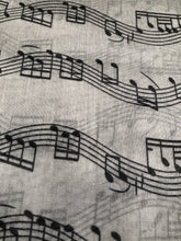 Load image into Gallery viewer, Pamper Yourself Now Big Scarf, Grey with Black Music Notes Print Scarf. Lovely Warm Winter Scarf Fantastic Gift