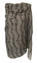 Load image into Gallery viewer, Pamper Yourself Now Big Scarf, Grey with Black Music Notes Print Scarf. Lovely Warm Winter Scarf Fantastic Gift