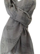 Load image into Gallery viewer, Pamper Yourself Now Big Scarf with Beige with Brown Music Notes Print Scarf. Lovely Warm Winter Scarf Fantastic Gift