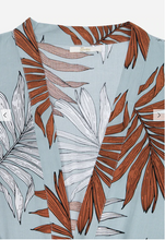 Load image into Gallery viewer, Teal Long Safari print light weight Kimono great for a summer robe or a beach cover up. (a117)