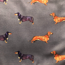 Load image into Gallery viewer, Ladies Luxury Grey Dachshund scarf/ wrap with tassels.