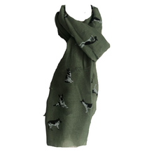 Load image into Gallery viewer, Green German Shepherd Design Long Scarf/wrap