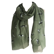 Load image into Gallery viewer, Green German Shepherd Design Long Scarf/wrap