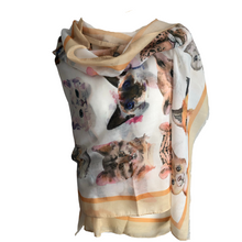 Load image into Gallery viewer, Ladies multi coloured wild Cats Scarf/wrap.