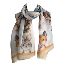 Load image into Gallery viewer, Ladies multi coloured wild Cats Scarf/wrap.