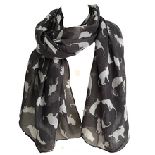 Load image into Gallery viewer, Ladies Dark Grey with White Cats Scarf/wrap.