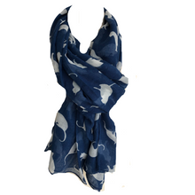 Load image into Gallery viewer, Ladies Navy blue with White Cats Scarf/wrap.