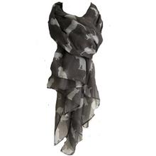 Load image into Gallery viewer, Ladies Grey with White Cats Scarf/wrap.