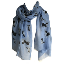 Load image into Gallery viewer, Blue Border Collie Dog Long Scarf with Frayed Edge