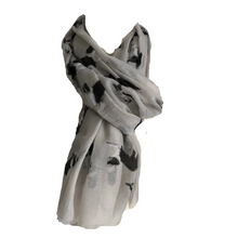 Load image into Gallery viewer, Beige Border Collie Dog Long Scarf with Frayed Edge