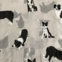 Load image into Gallery viewer, Beige Border Collie Dog Long Scarf with Frayed Edge