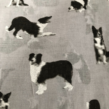 Load image into Gallery viewer, Grey Border Collie Dog Long Scarf with Frayed Edge