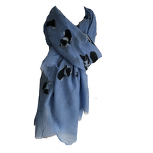 Load image into Gallery viewer, Blue Border Collie Dog Long Scarf with Frayed Edge