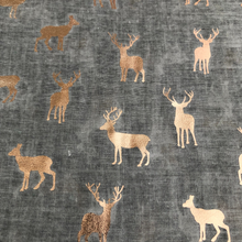 Load image into Gallery viewer, Ladies grey with rose Gold Deer Scarf/wrap