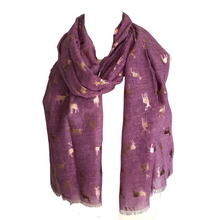 Load image into Gallery viewer, Ladies Purple with rose Gold Deer Scarf/wrap