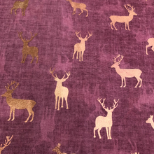 Load image into Gallery viewer, Ladies Purple with rose Gold Deer Scarf/wrap