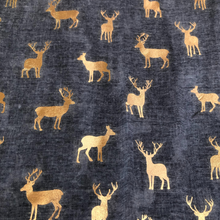 Load image into Gallery viewer, Ladies denim blue with rose Gold Deer Scarf/wrap