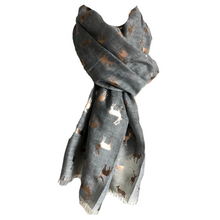 Load image into Gallery viewer, Ladies grey with rose Gold Deer Scarf/wrap