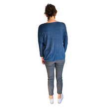 Load image into Gallery viewer, Ladies Denim Blue V-neck Jumper (A126)