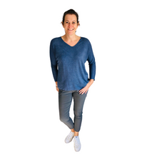 Load image into Gallery viewer, Ladies Denim Blue V-neck Jumper (A126)