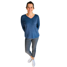 Load image into Gallery viewer, Ladies Denim Blue V-neck Jumper (A126)