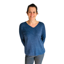 Load image into Gallery viewer, Ladies Denim Blue V-neck Jumper (A126)