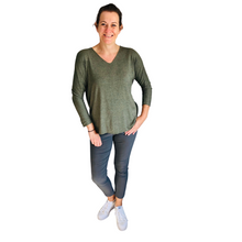 Load image into Gallery viewer, Ladies Khaki V-neck Jumper (A126)