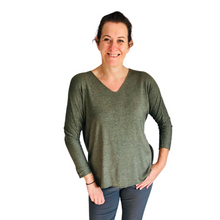 Load image into Gallery viewer, Ladies Khaki V-neck Jumper (A126)